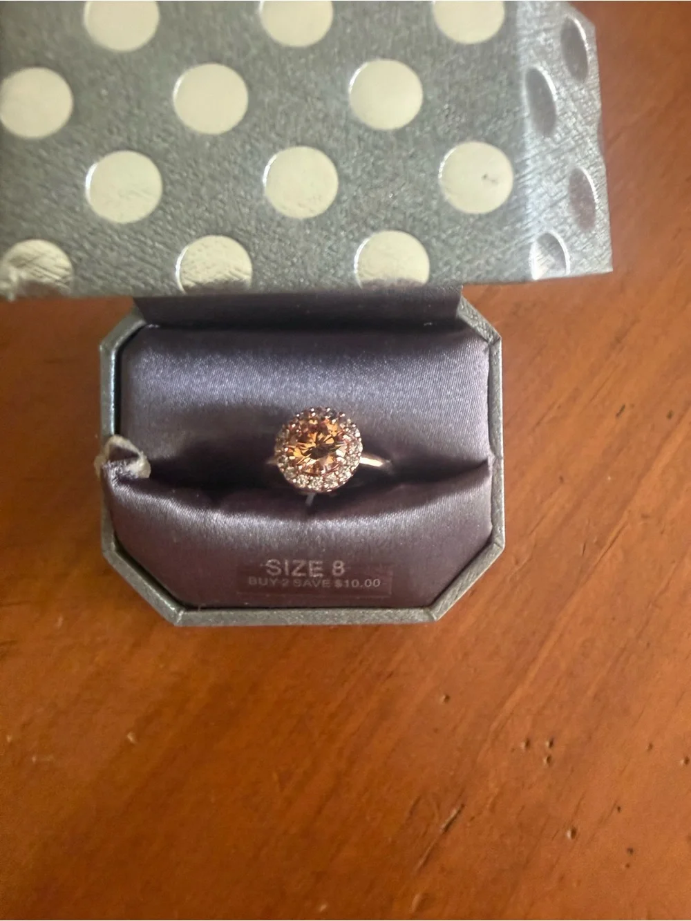 Rose Gold Halo Cocktail Ring with Champagne Center Stone
